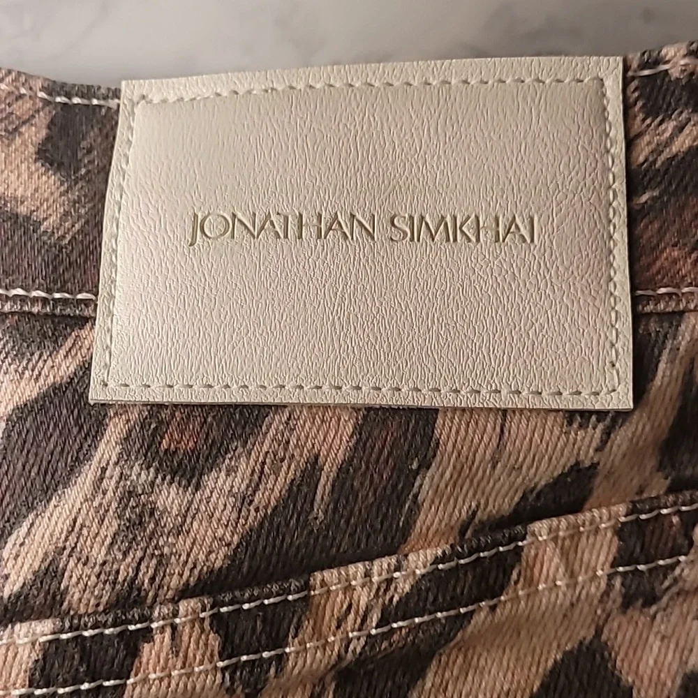 JONATHAN SIMKHAI HIGH RISE ANIMAL PRINT CROPPED JEANS  BROWN SZ 30 - Picture 5 of 10